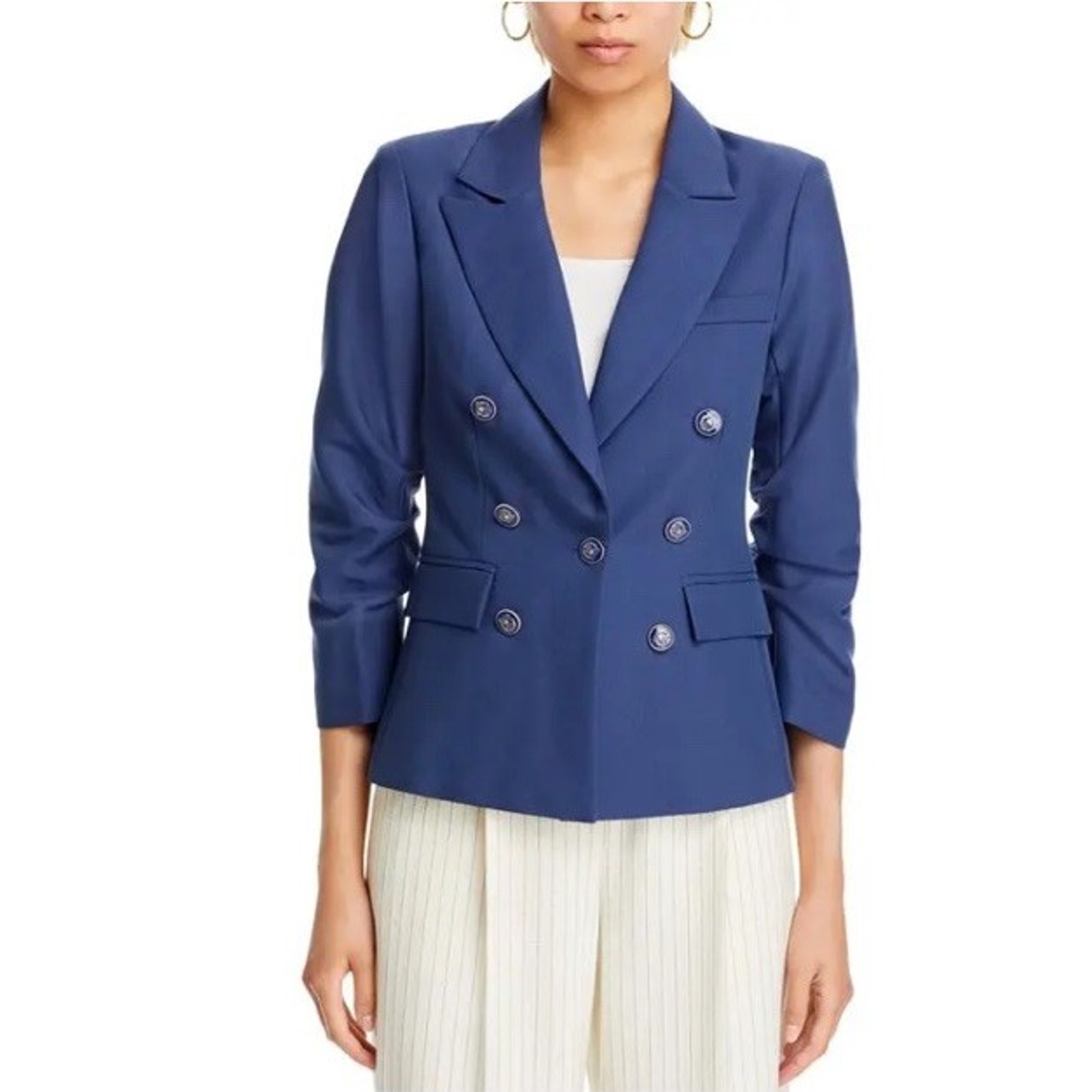 Aqua Women’s Indigo Double-Breasted Blazer | Structured | Elegant Business Xs